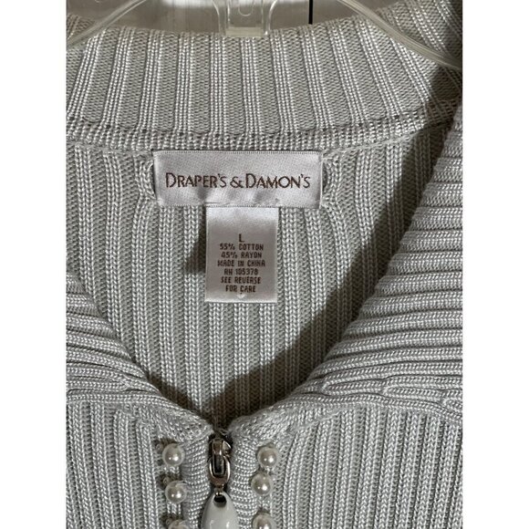 DRAPER'S & DAMON'S Elegant Women's Luxury Cardigan Large Silver/Grey Embellished - Picture 8 of 15